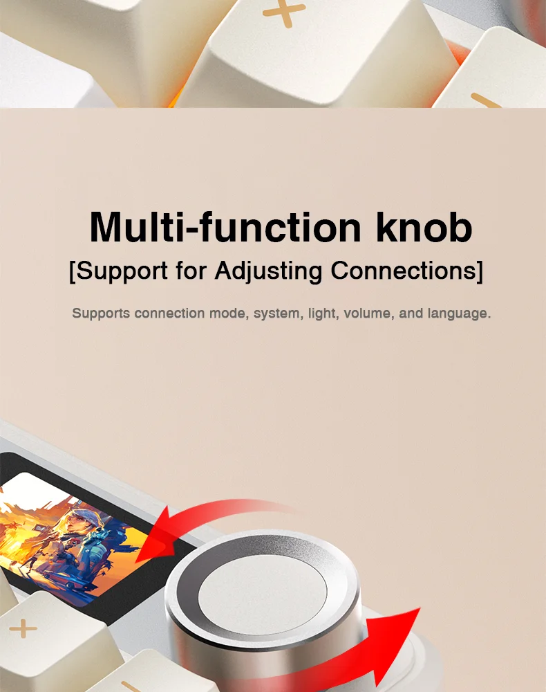 AULA F108 pro Teclado sem fio Bluetooth Macro Gaming teclado Junta Hot-swap Teclado de tamanho completo com display inteligente TFT