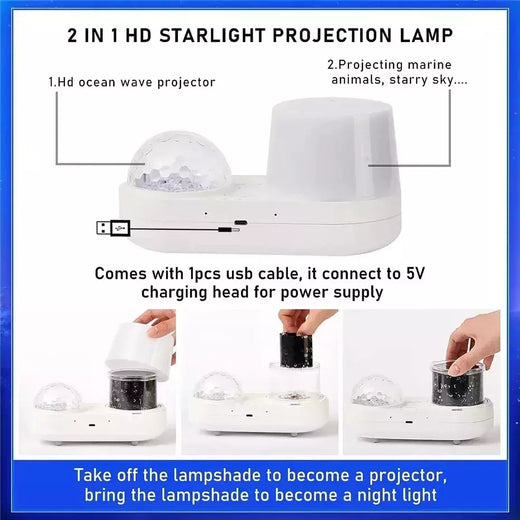 Ocean Jellyfish Lamp Projector para Crianças, Star Galaxy Night Light, Rotação 360 °, Sala, Aniversário, Presentes de Natal para Meninos e Meninas