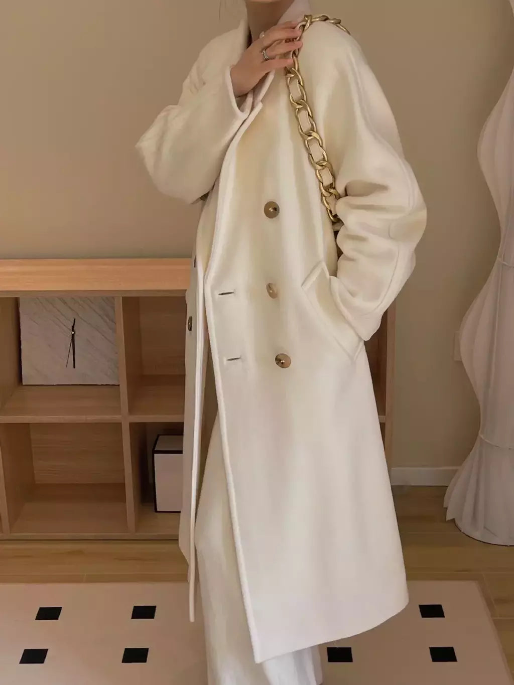 Casaco de Cashmere Camel Classic, casaco de lã de comprimento médio, novo, 101801, outono e inverno