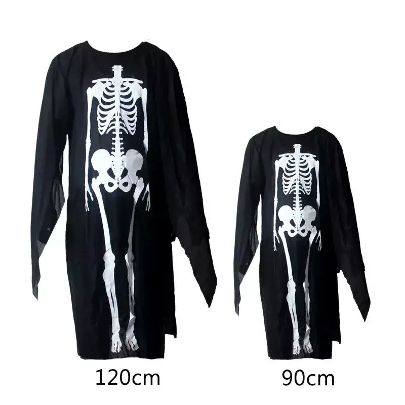 Fantasia de Cosplay de Halloween para Crianças e Adultos, Esqueleto Durável, Robe Fantasma, 2025