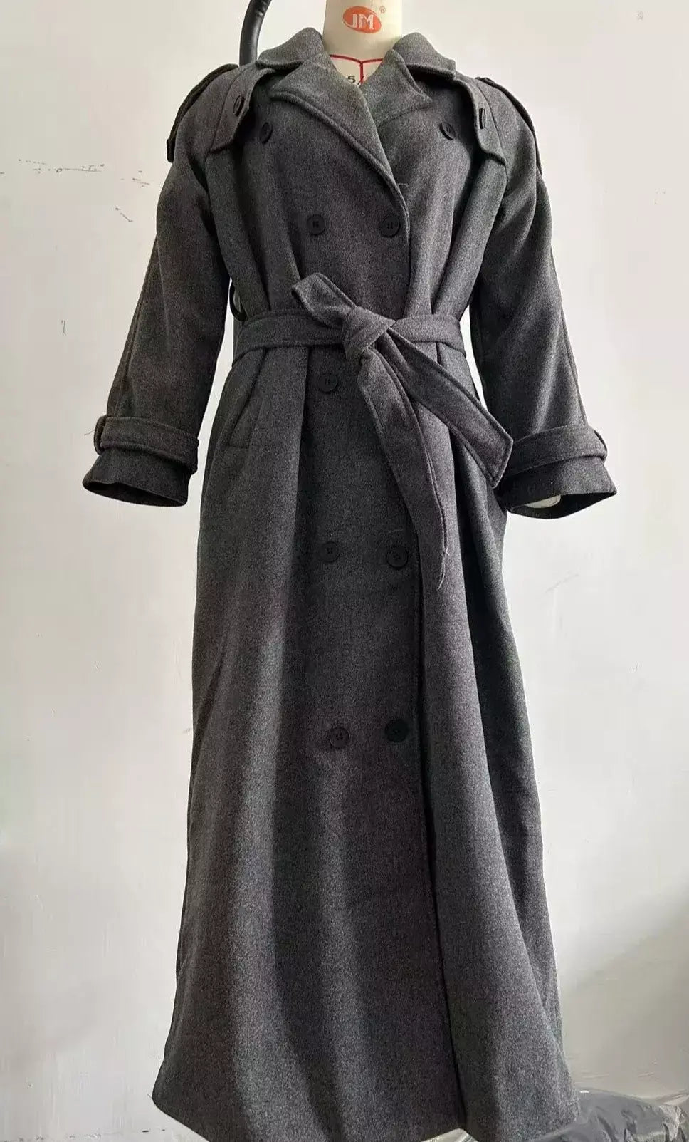 Trench coat maxi oversized feminino com lapela entalhada com cinto duplo breasted vintage streetwear 2025 tendência casual casacos diários