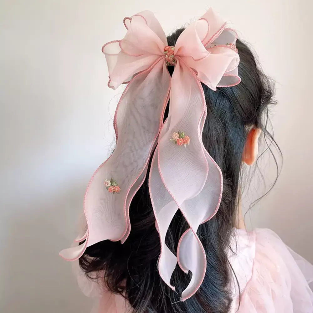 Coreano crianças trançado hairpin bordado floral acessórios de cabelo princesa menina rabo de cavalo cocar clipe superior para crianças