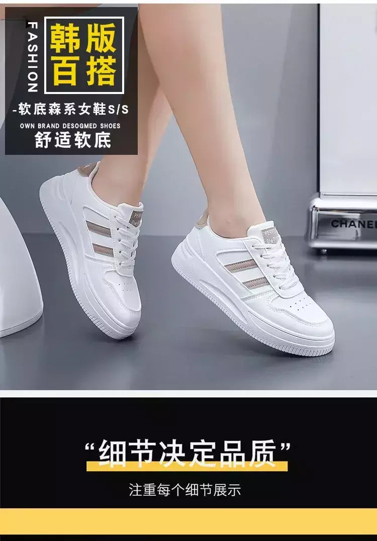 Calçado esportivo casual resistente ao desgaste para mulheres, tênis feminino respirável, sapatos brancos simples para senhora, novo, 2024