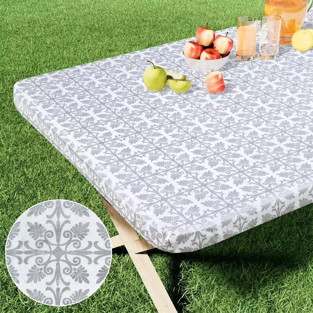 Olanly Retângulo Toalha De Mesa De Vinil, Elástica Cabido Toalha De Mesa, Capas De Plástico Impermeável, Dobre Mesas, Piquenique, Camping, Ao Ar Livre