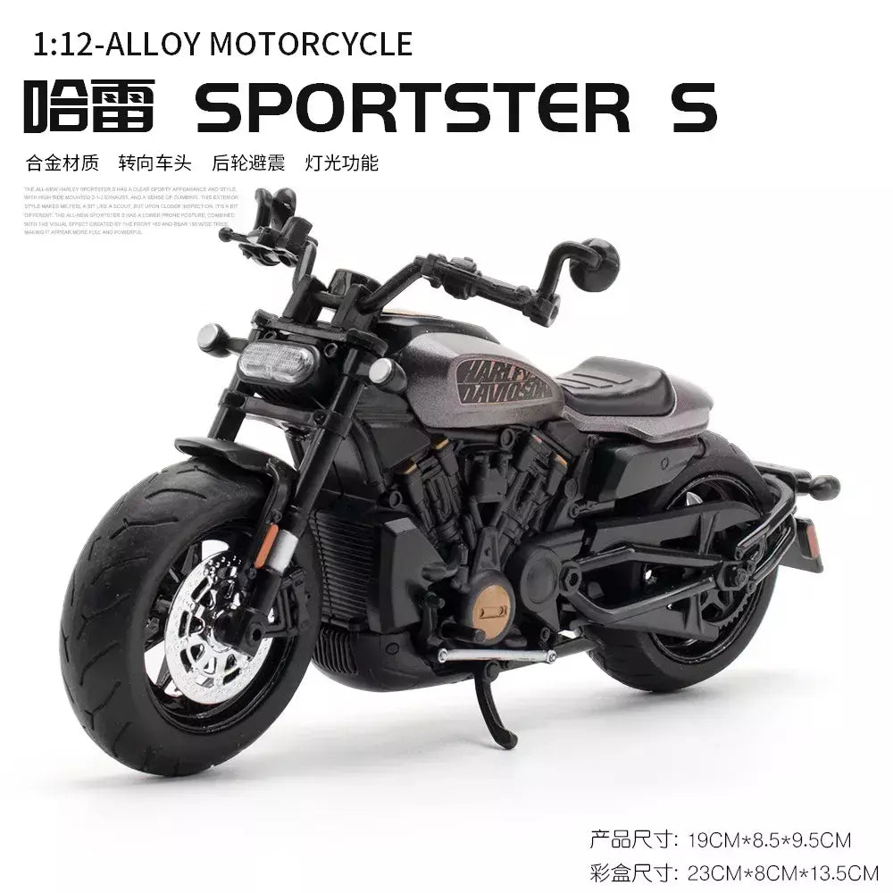1:12 Harley Davidson Sportster S Modelo de motocicleta de corrida Diecast Alloy Street Sports Modelo de motocicleta Brinquedos para crianças Presentes