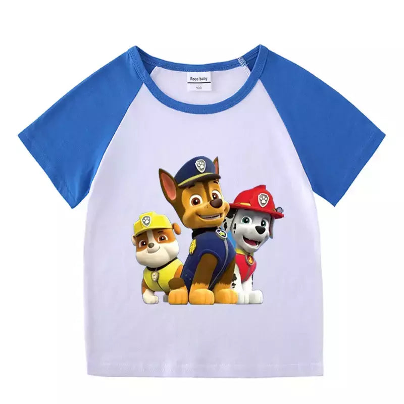 Boys Paw Patrol T-shirt manga curta Top e Shorts Set, bebê meninos roupas, roupas dos desenhos animados, terno verão, novo conjunto infantil, 2022, 2pcs