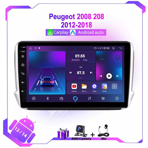 Rádio do carro de gps android para peugeot 2008 208 série 2012-2018 autoraido navegação estéreo gps multimídia vídeo carplay dvd