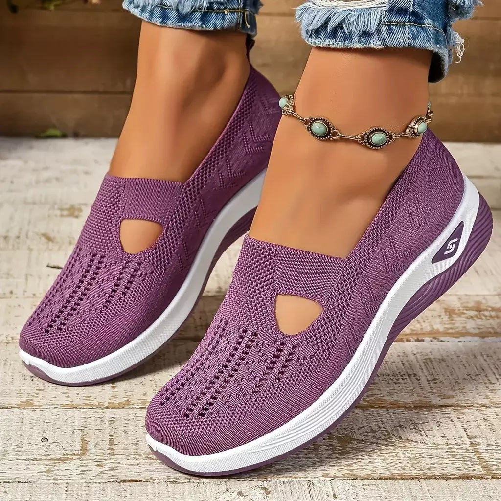 Tênis feminino respirável sapatos casuais verão sola macia sapatos ortopédicos leve deslizamento em sapato de caminhada antiderrapante sapatos planos
