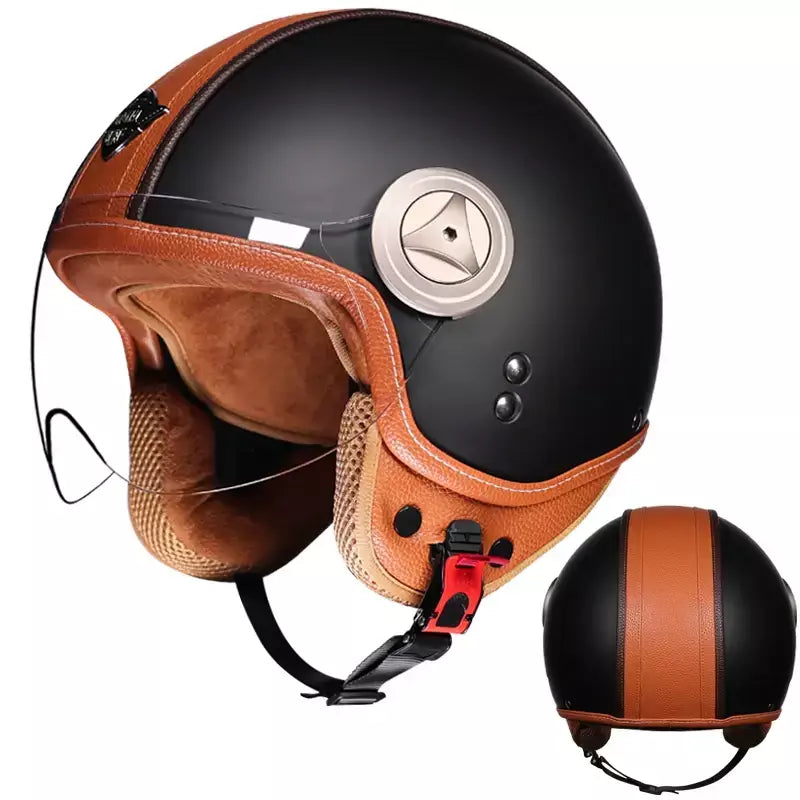 2025 capacete de motocicleta semi coberto de alta qualidade com envoltório de couro elegante e cascos para motos forro de camurça capacetes