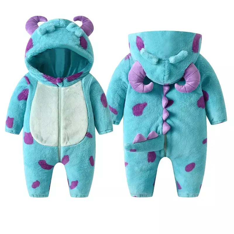 2023-07-25 Lioraitiin 0-3years infantil bebê menino menina macacão de lã chifre com capuz quente engrossar inverno macacão outwear snowsuit