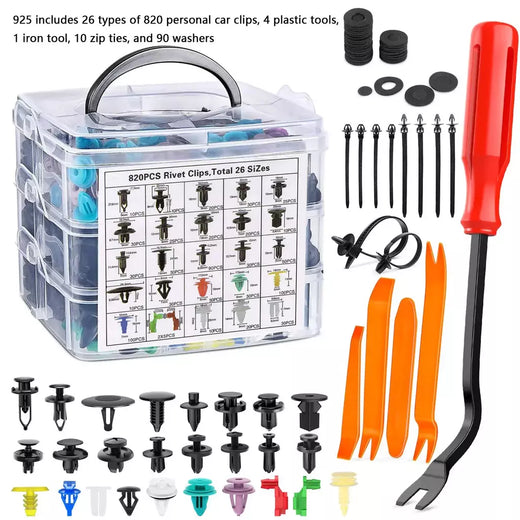 925 pces-100 pces kit clipes de carro pára-choques rebites fixadores auto push tipo pino retentor guarnição kit pára-choques porta guarnição painel clipes reparação