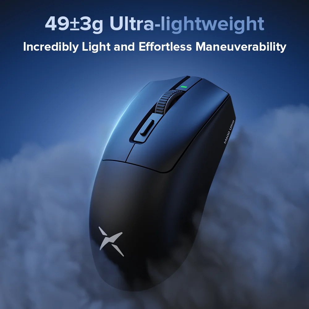 Delux-M600 Mouse sem fio para jogos, Macro Mice recarregável para PC Gamer, leve, conexão de modo duplo, 2.4G, 49g, PMW3325