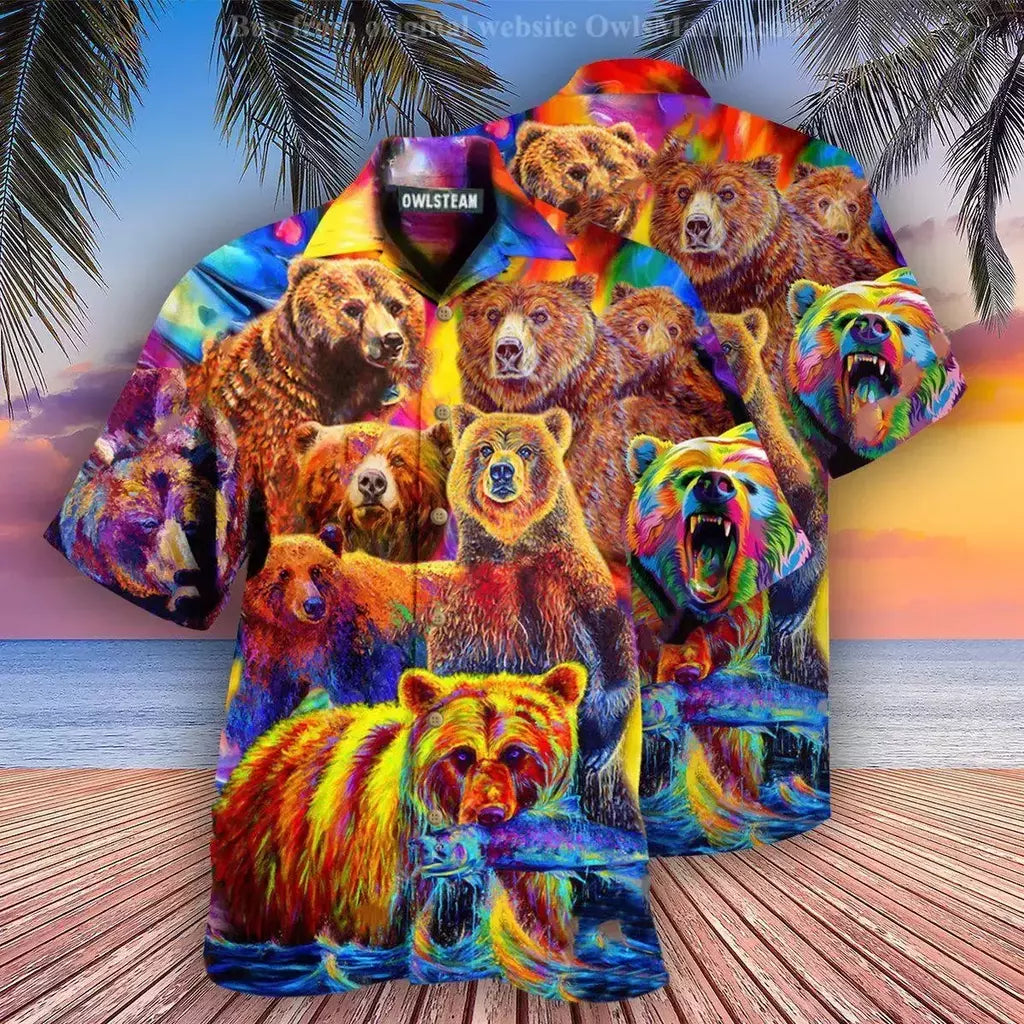 Flamingo desenho animado 3D dos homens camisa havaiana, roupas de praia extragrandes, manga curta, moda, verão, venda quente