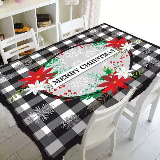 Feliz natal à prova dwaterproof água poliéster impresso retangular toalha de mesa festa decoração mesa de café toalha de mesa de férias decoração