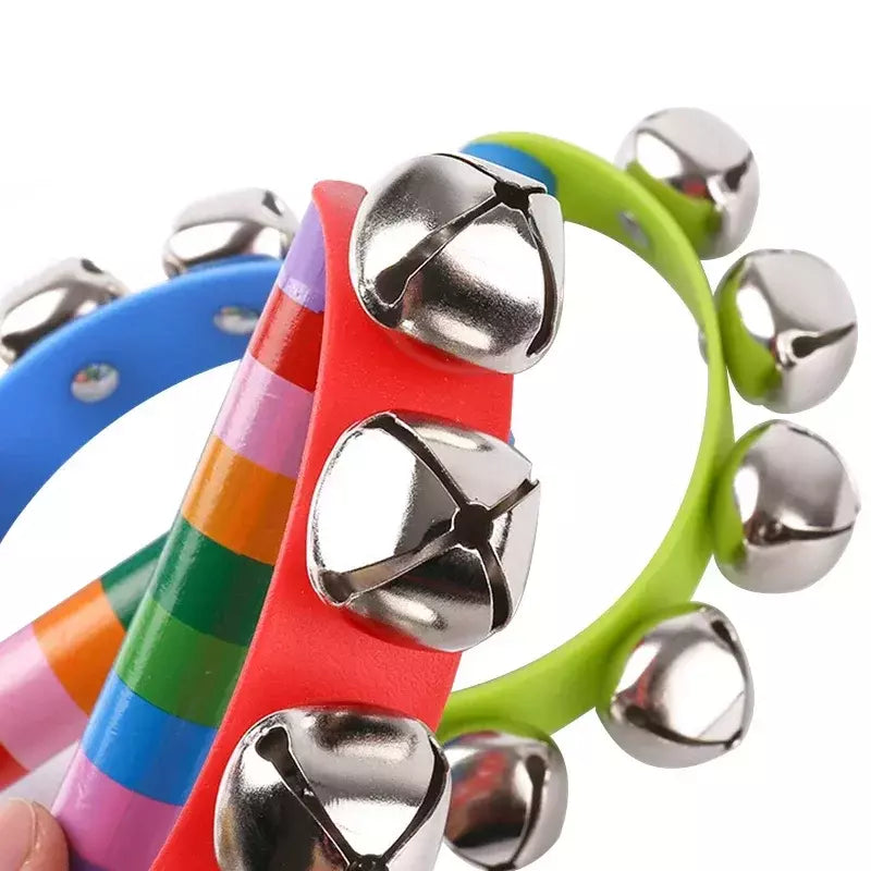 Sleigh Bells de Natal para crianças Jingle Bells, instrumento de sino musical cabo de madeira, presente para meninos e meninas, 1pc