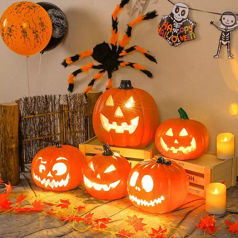 Decoração de halloween abóboras lâmpada para casa quintal jardim ao ar livre decoração halloween horror casa crânio festa adereços brilho no escuro