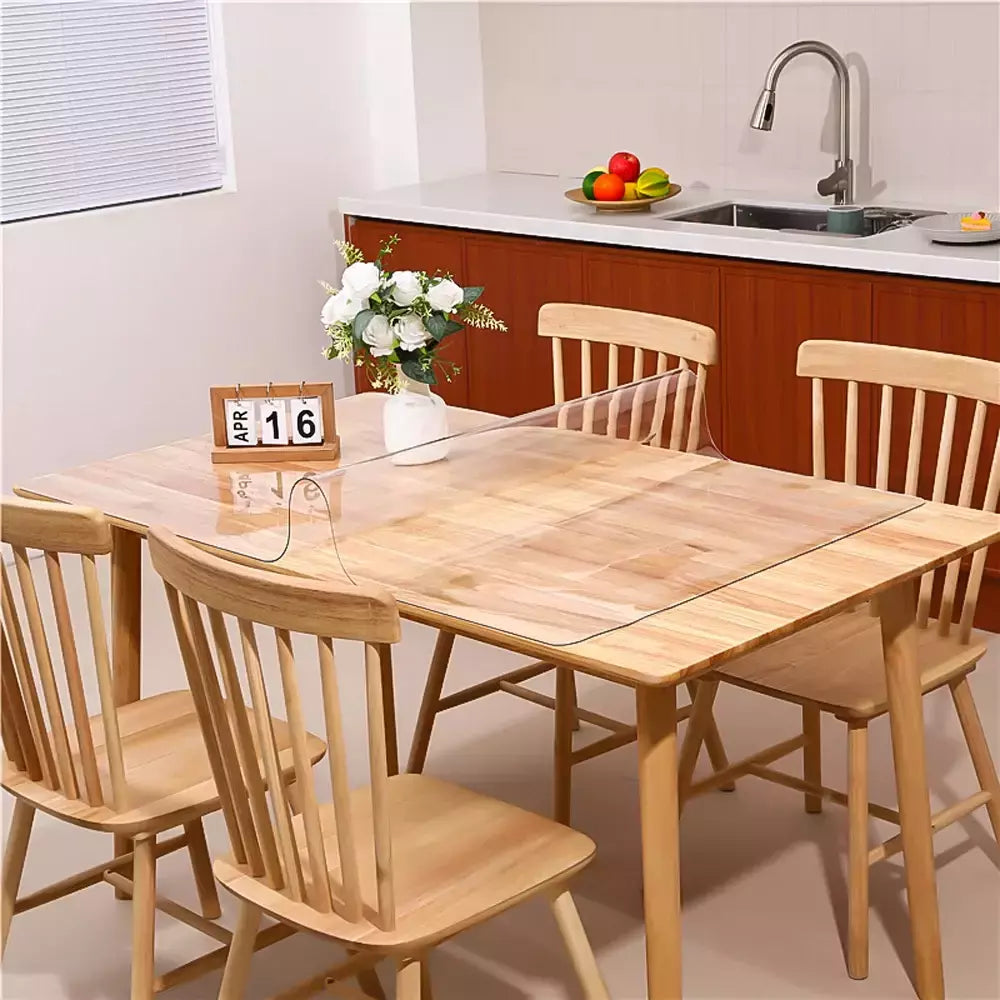 Toalha De Mesa De PVC Transparente Com Espessura, Resistente Ao Calor, Impermeável, Resistente A Óleo, Esteira De Mesa De Jantar, 1Pc