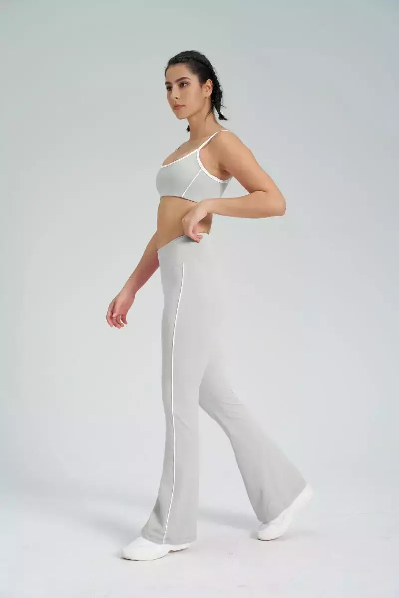 Terno de Yoga Patchwork de duas peças para mulheres, cintura alta Flare Leggings, roupas de treino Fitness Sportswear agasalho