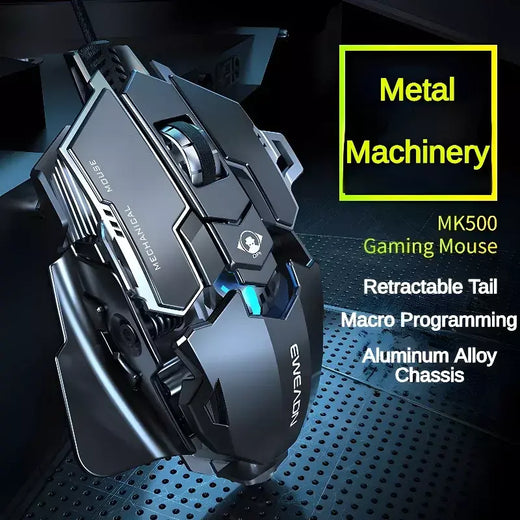 Novo mouse mecânico para jogos com fio, definição macro de 9 teclas, 12800 dpi, retroiluminado em cores, periférico de computador para windows pc
