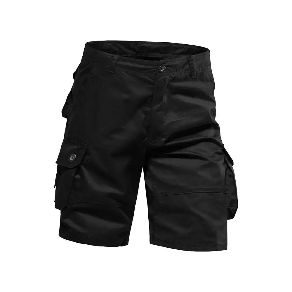 Calções de algodão de bolso múltiplo masculino, macacão de cor sólida de alta qualidade, casual ao ar livre, calças curtas esportivas, novo verão