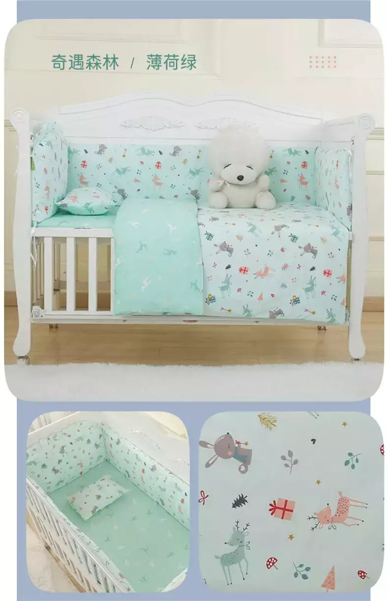 Universo Espaço Algodão cama do bebê Set, Crib Roupa de cama, Kids 'Bedroom Decor, Baby Girl and Boy's Crib, Bed Bumper, Bedsheet and Pillow, 6PCs
