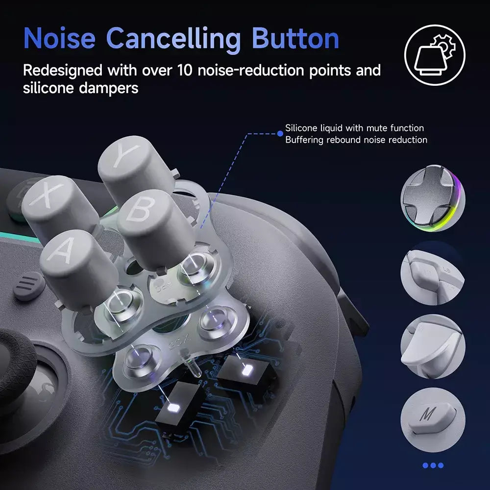 EasySMX X05 Pro Controle de jogo sem fio RGB compatível com PC/Switch/Celular/TV/Steam, efeito Hall, motores Dual Rumble
