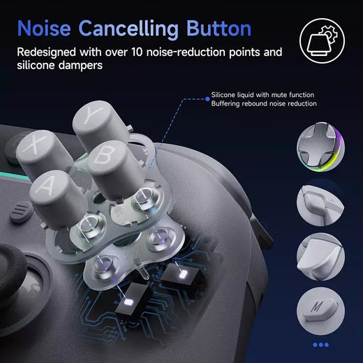 EasySMX X05 Pro Controle de jogo sem fio RGB compatível com PC/Switch/Celular/TV/Steam, efeito Hall, motores Dual Rumble