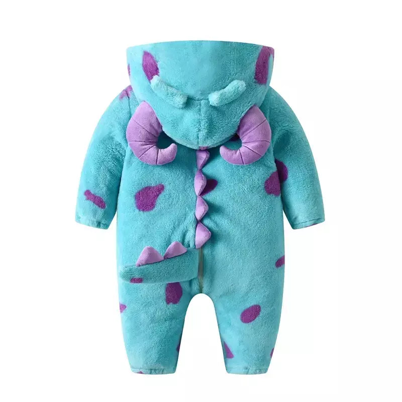 2023-07-25 Lioraitiin 0-3years infantil bebê menino menina macacão de lã chifre com capuz quente engrossar inverno macacão outwear snowsuit