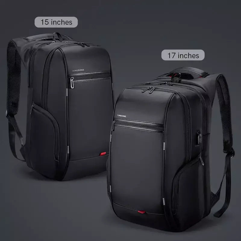 Kingsons bolsa masculina à prova d'água, mochila para laptop de 17 polegadas com carregamento usb externo, mochila antifurto para laptop, multicamadas