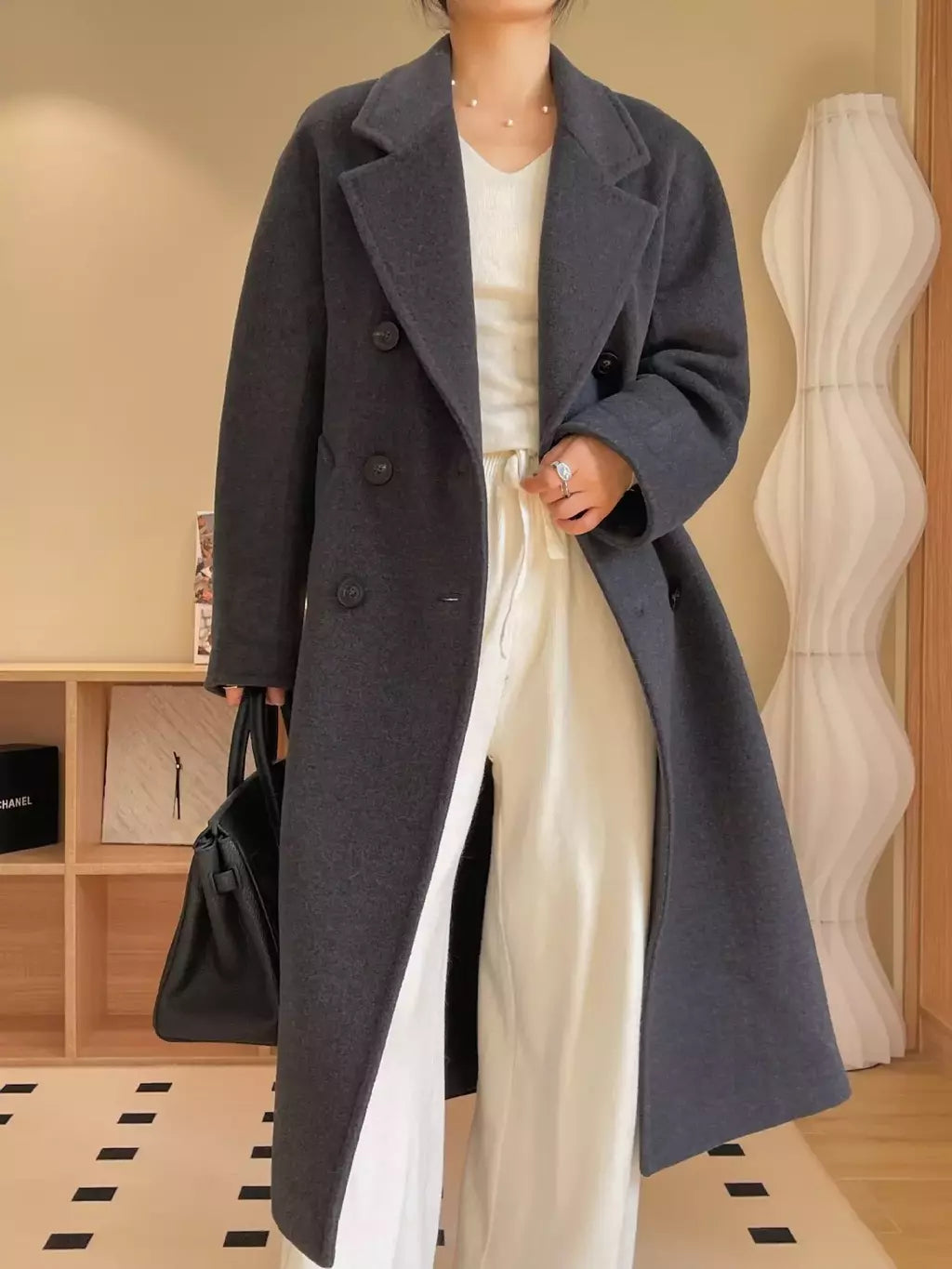 Casaco de Cashmere Camel Classic, casaco de lã de comprimento médio, novo, 101801, outono e inverno