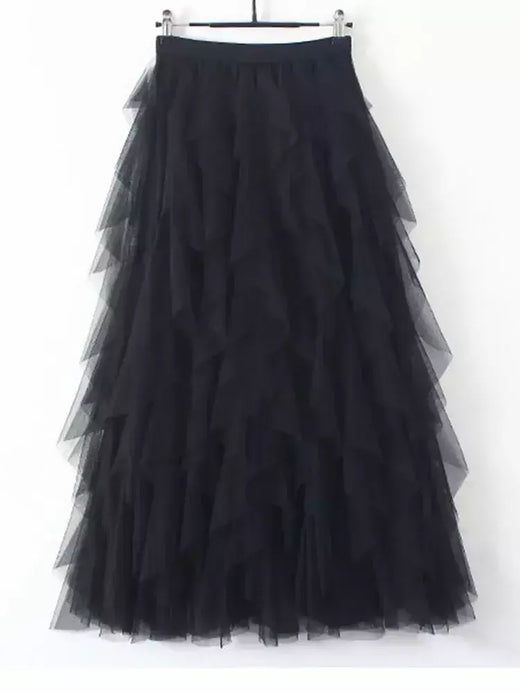 TIGENA-Tutu saia comprida de tule para mulheres, cintura alta, saia plissada, malha, rosa, moda coreana, fofa, estética, feminina, senhora, 2023