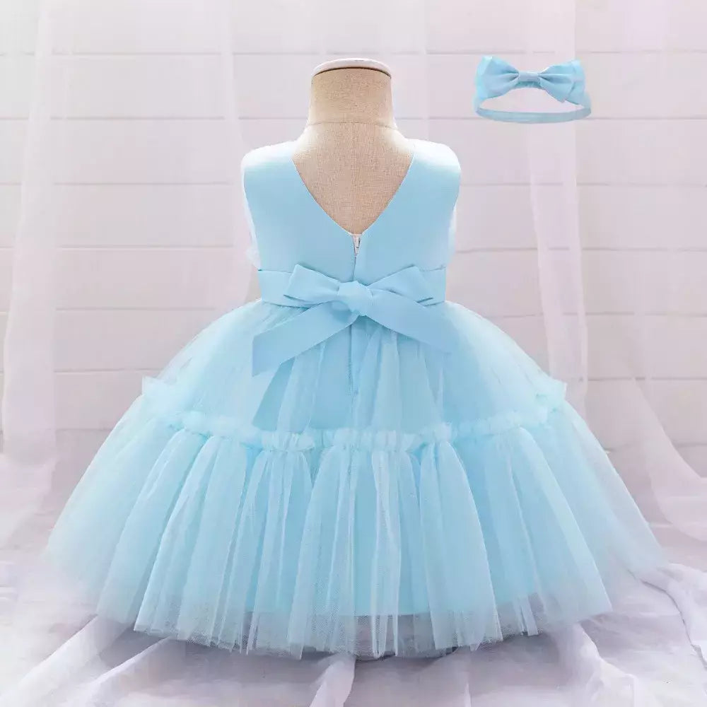 Elegante vestido de tule para meninas, bebê infantil, 1st Birthday, Vestidos de batismo, Kids Wedding Party, Toddler Clothes, Verão