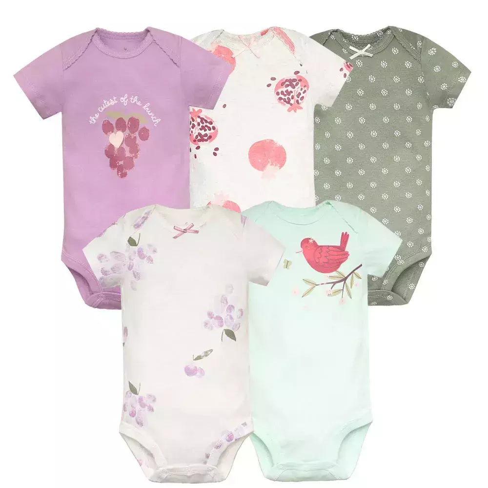 Baby Boy e Girl's Summer Macacões, Bodysuit Toddler, 100% Algodão, Conjunto de Roupas Recém-nascidas, Macacão Infantil, 6-24 Meses, 5Pcs por Lote