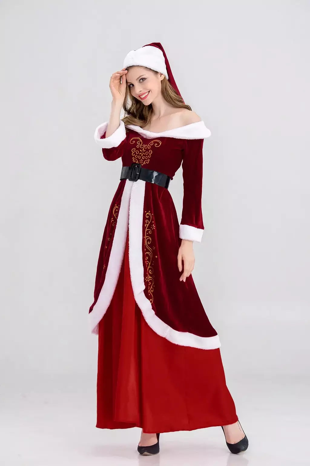 Traje de papai noel feminino masculino vestido de elfo de natal unissex roupa de festa adulto terno de natal desempenho de palco festivo role play wear