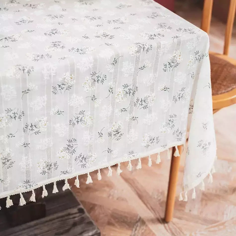Toalha de mesa de algodão pequena margarida para decoração, estilo coreano, retângulo, para cozinha, casamento, sala de jantar