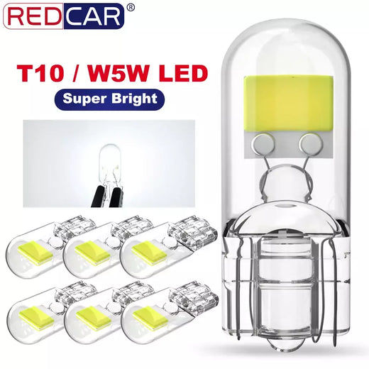 2/6x w5w t10 lâmpadas led canbus w5w safira cob drive-free led cunha lâmpada 6000k 168 194 led 5w5 interior do carro cúpula lâmpada de leitura