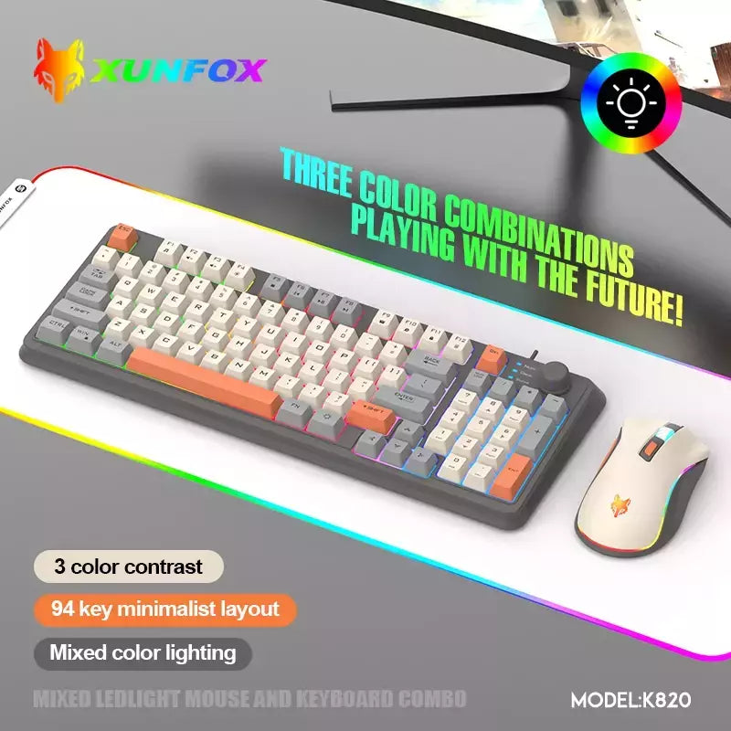 USB Wired Game Keyboard and Mouse Set, Iluminado, Desktop, Laptop, Casa, Escritório, Feminino, Masculino, K820