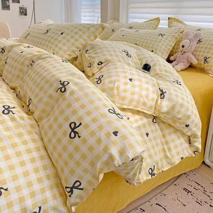 Conjunto de cama para meninas, capa de edredão, folha plana, fronha, sem enchimento, roupa de cama, macia, gêmea, completa, queen size, 3, 4pcs