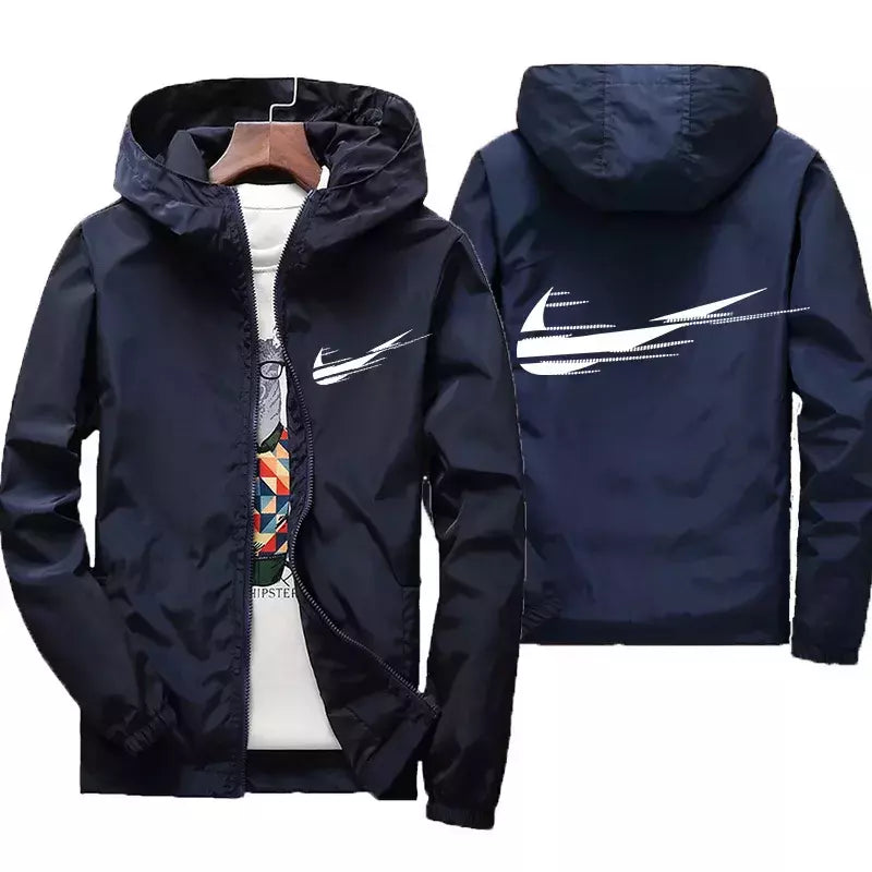 Jaqueta impermeável com capuz masculino, blusão, outwear masculino, streetwear casual, roupas da moda, primavera, outono, 2024