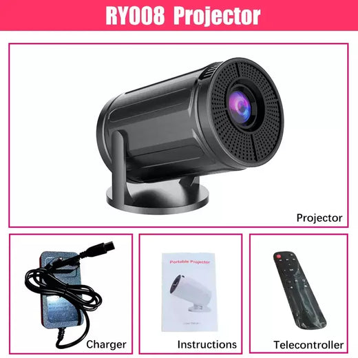 Projetor RUSMR RY008 PRO 4K Android Dual Wifi6 290ANSI Allwinner H713 BT5.0 1080P 1280*720P Projetor de cinema em casa ao ar livre