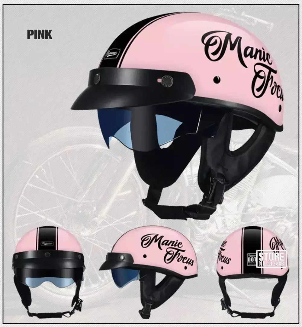 Retro capacete da motocicleta dot certificação moto capacete das mulheres dos homens meio capacete lente hd casco quatro estações equitação scooter capacetes