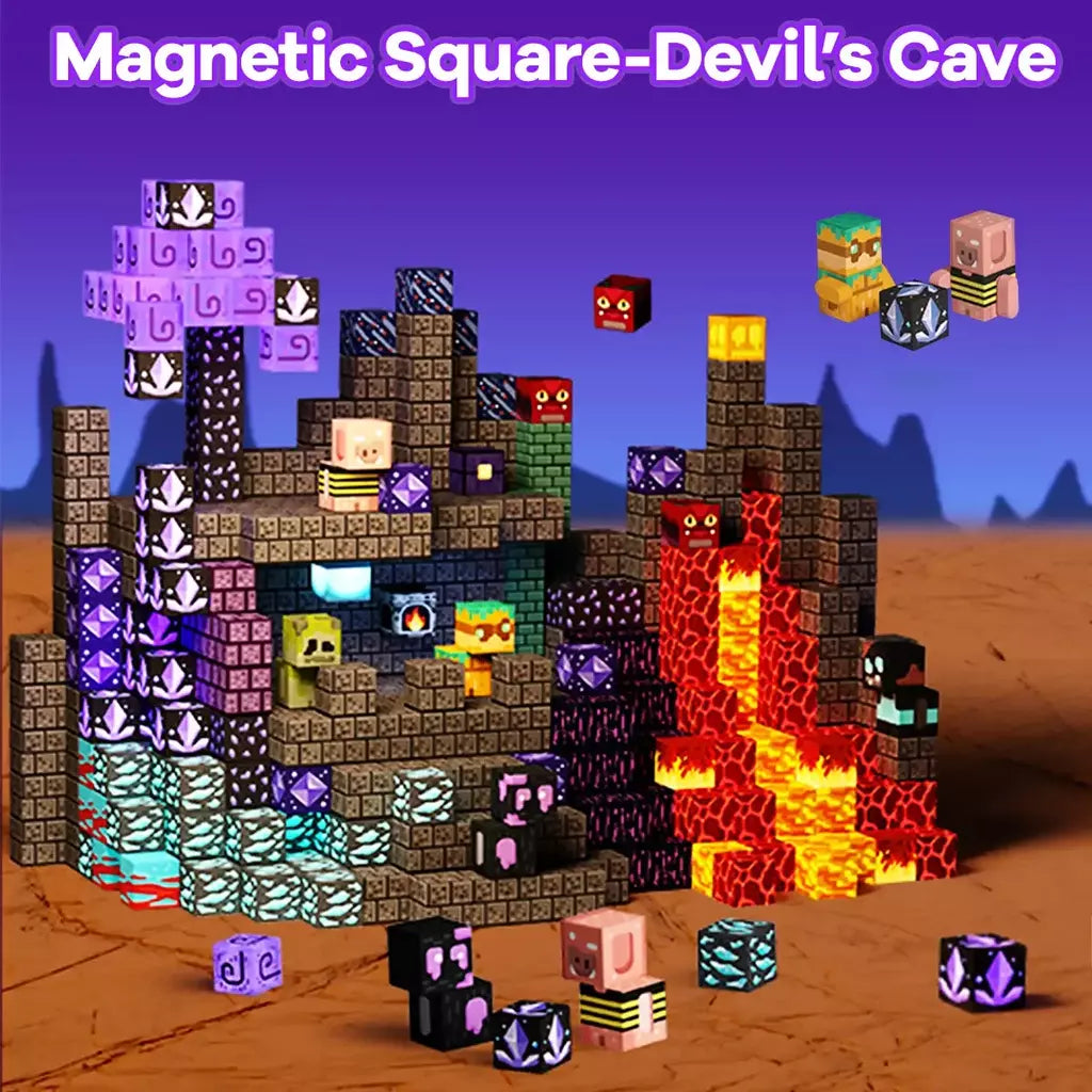 Blocos de construção magnéticos à base de jogo, caverna de construção com ímã, brinquedos de construção, presente sensorial para crianças, aniversário, 78/100/200 peças