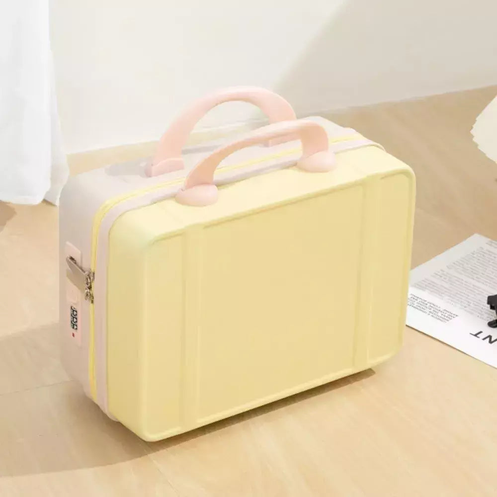 Mão estilo japonês com alça na bagagem, cosméticos para maquiagem, bolsa organizadora de viagem com protetores metálicos 14";;VERDADEIRO;;"Black