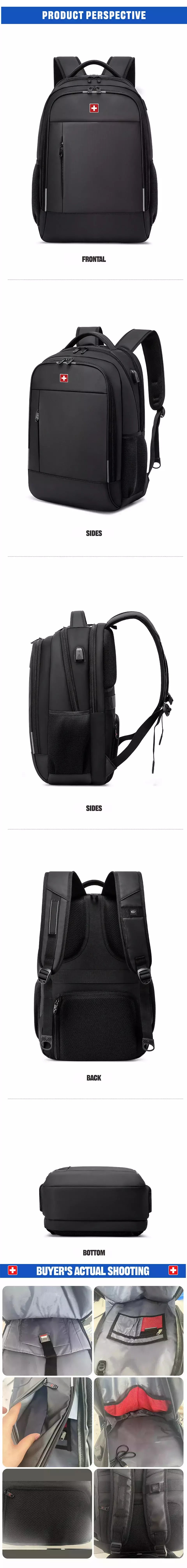 SWISS MILITARY-Mochila impermeável para laptop USB de grande capacidade 17 "para homens, mochila de negócios de moda para escola, mochila