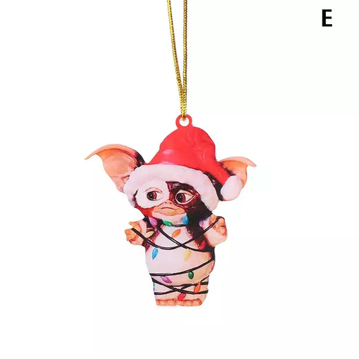 Gremlins Gizmo em Santa Hat Pendurado Ornamento Festivo, Filhote Bonito Ornamento Acrílico, Presente de Natal, Fontes Do Partido Festivo
