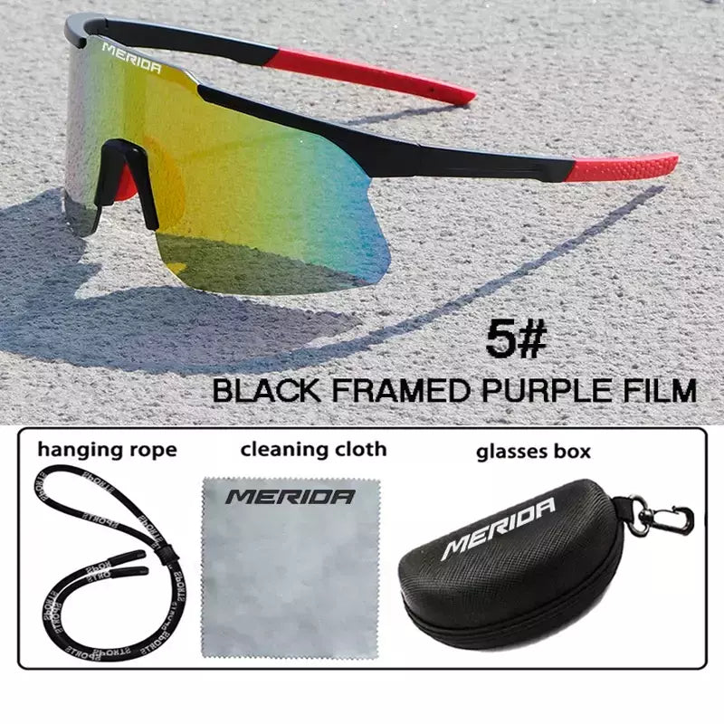 Merida-Óculos de sol para homens e mulheres, óculos esportivos, UV400, óculos de equitação, mountain bike, bicicleta de estrada, lentes ao ar livre com estojo