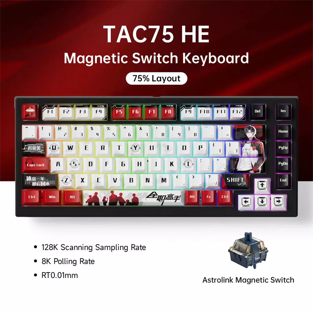 Akko tac75 he teclado de interruptor magnético 75% teclados para jogos gatilho rápido 0.005mm 8k rgb com fio esports teclado personalizado para gamer