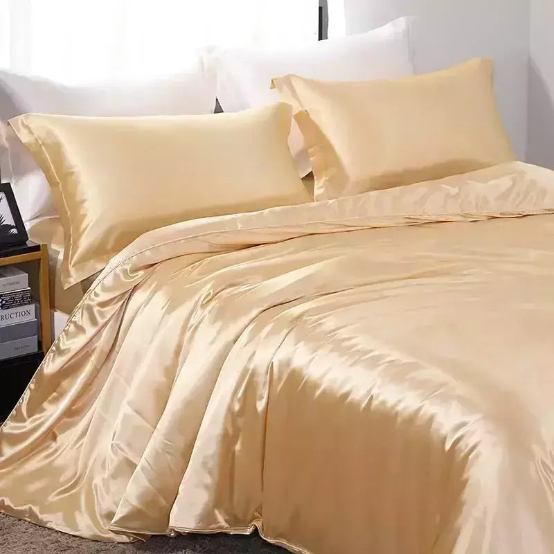 Luxo Satin Bedding Set Capa de edredão com fronha Estilo Europeu King Queen Size Confortável Bed Set Covers Folha de linho