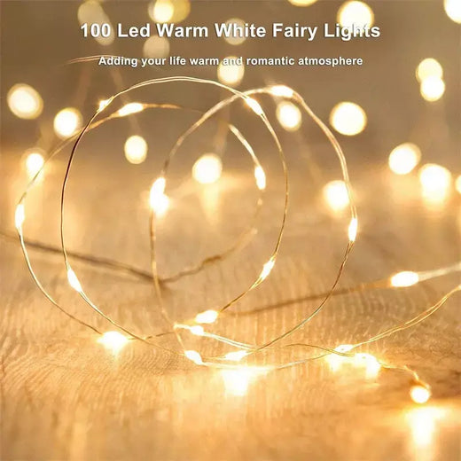 USB LED Fairy Lights Copper Wire String, Lâmpada ao ar livre, Guirlanda para árvore de Natal, Decoração de casamento, Feriado, 20m, 200 LEDs