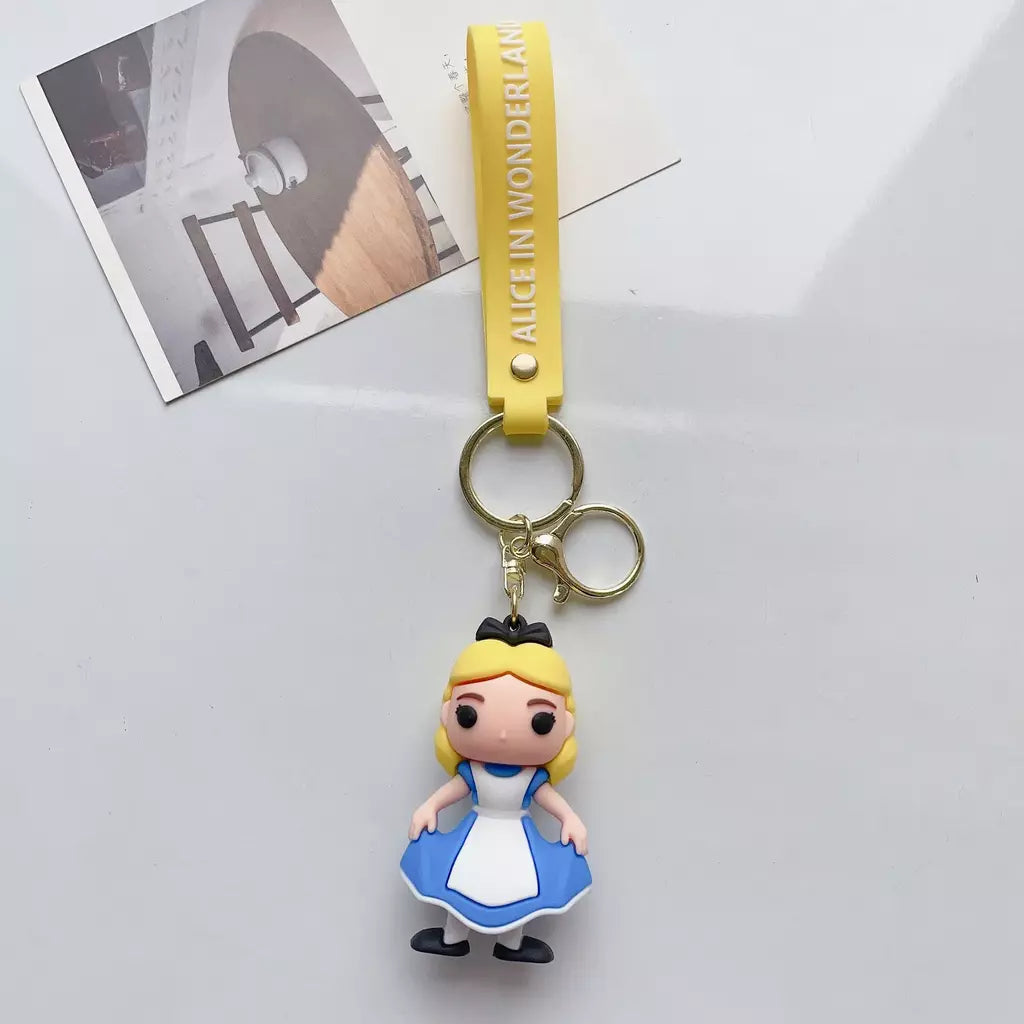 Alice no país das maravilhas dos desenhos animados kawaii alice chapeleiro louco rainha vermelha figura chaveiro do carro masculino e feminino saco pingente ornamento brinquedo presente